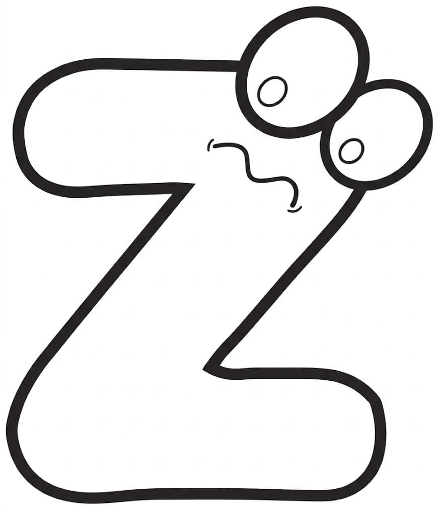 Fise de colorat cu Desenează Litera Z gratuit simplu