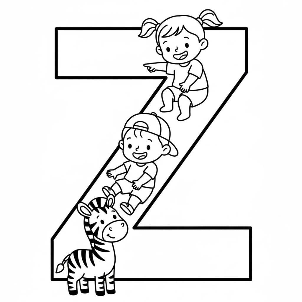 Fise de colorat cu Desenează Litera Z gratuit