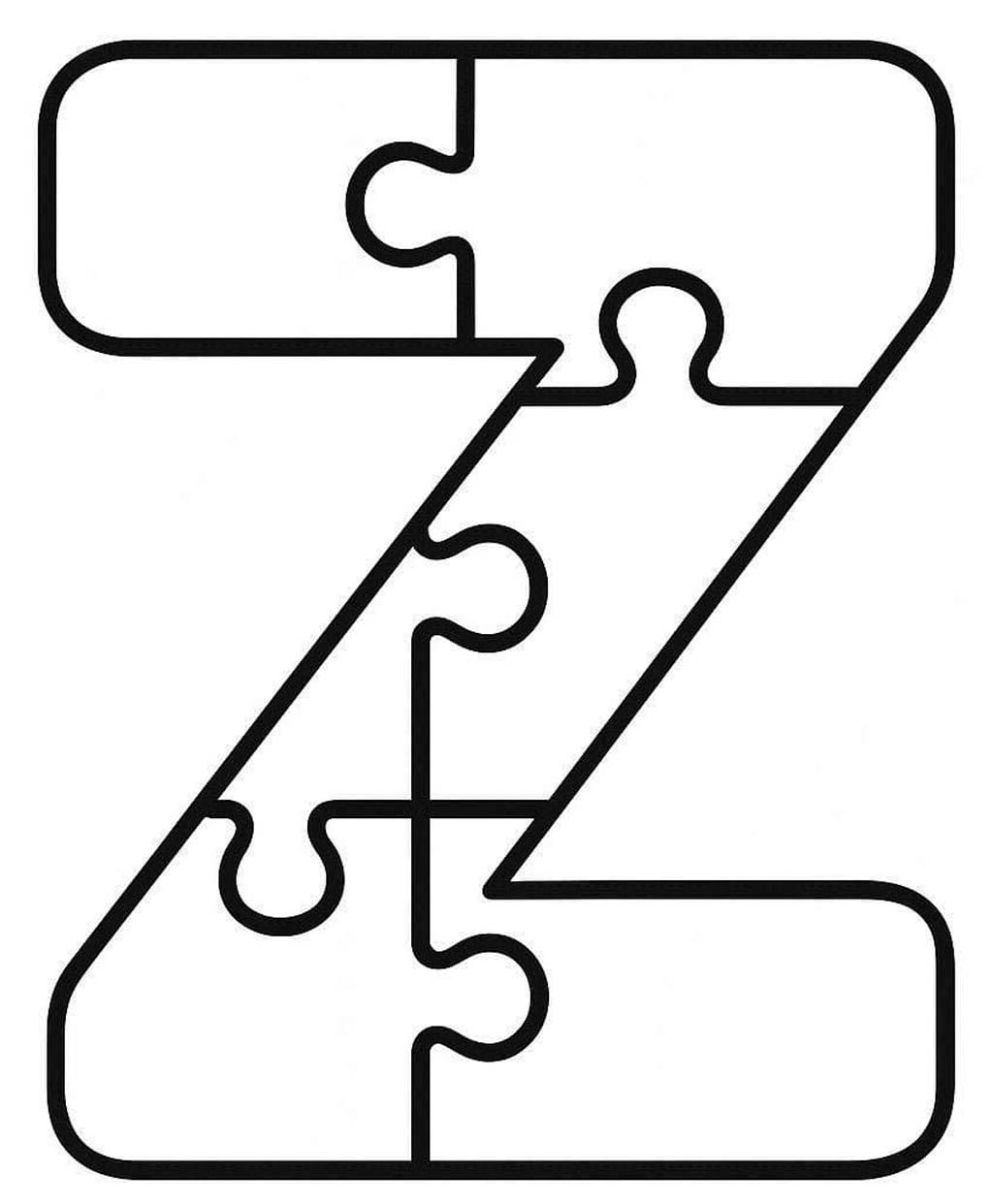 Fise de colorat cu Desenează Litera Z imprimabil gratuit bazic