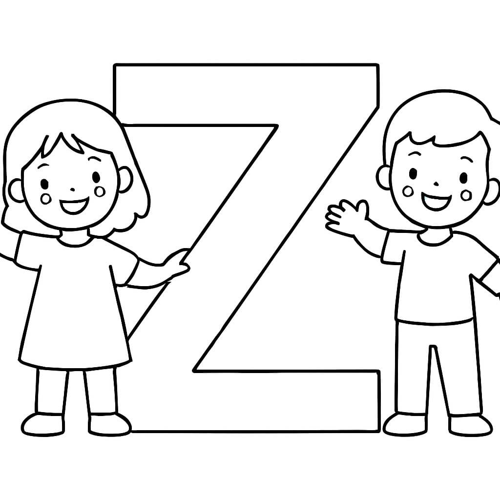 Fise de colorat cu Desenează Litera Z imprimabil gratuit uşor