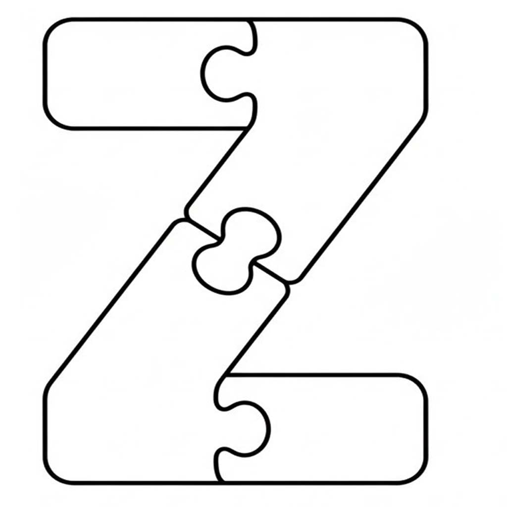 Fise de colorat cu Desenează Litera Z imprimabil gratuit