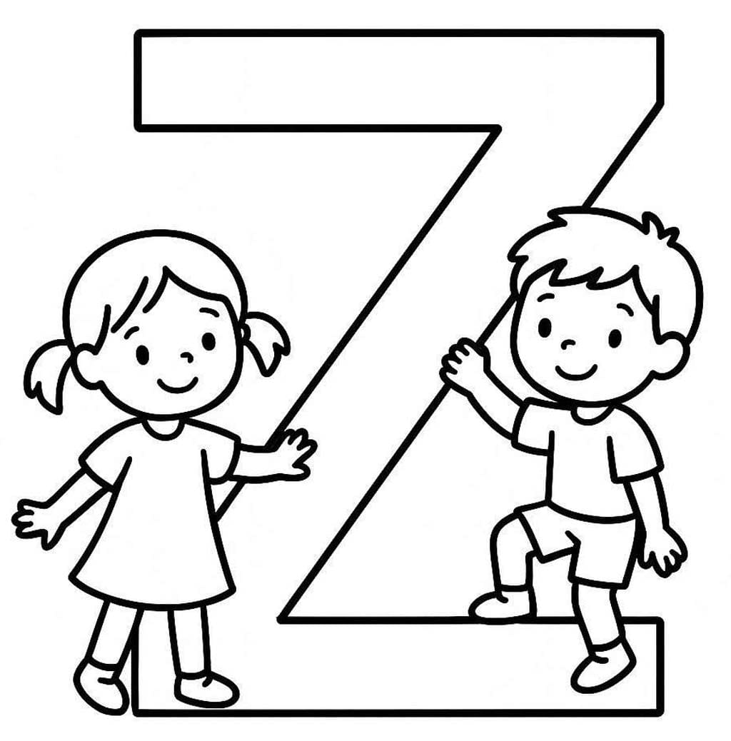 Fise de colorat cu Desenează Litera Z imprimabil simplu