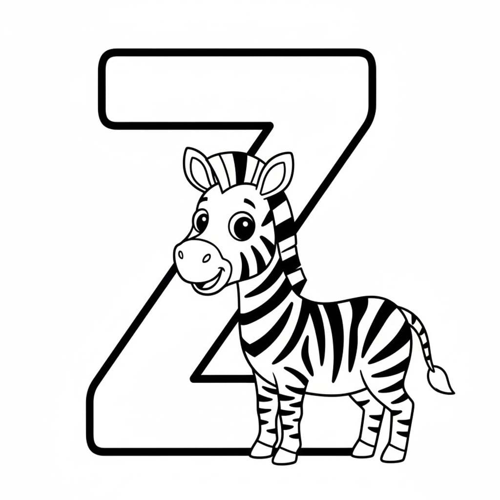 Fise de colorat cu Desenează Litera Z simplu la copii
