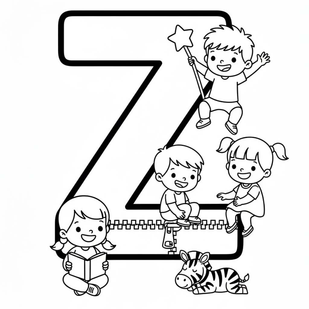 Fise de colorat cu Desenează Litera Z simplu