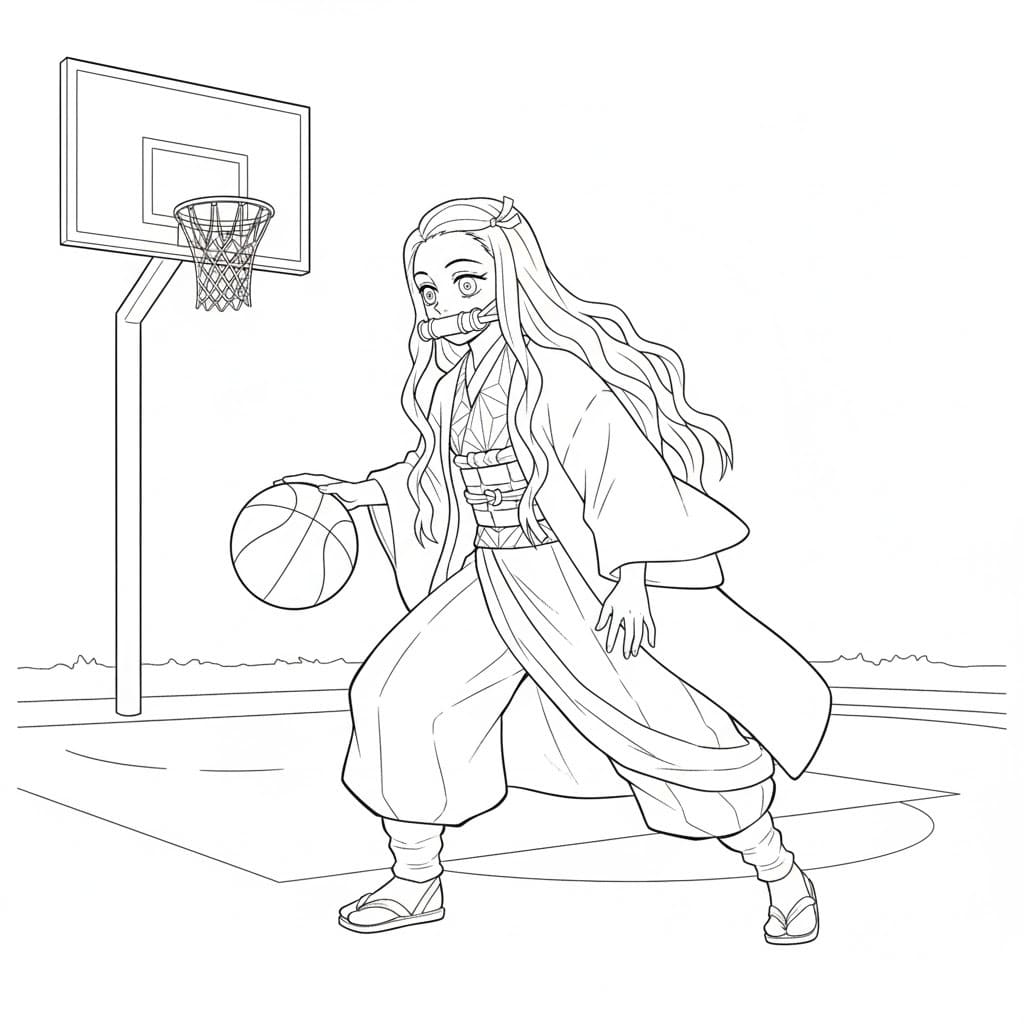 Fise de colorat cu Desenează Nezuko gratuit