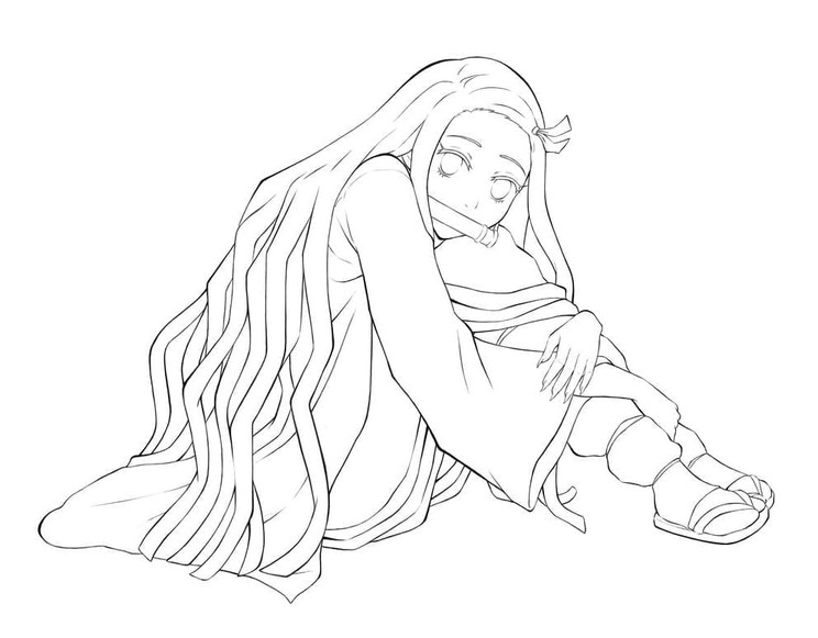 Fise de colorat cu Desenează Nezuko imprimabil bazic