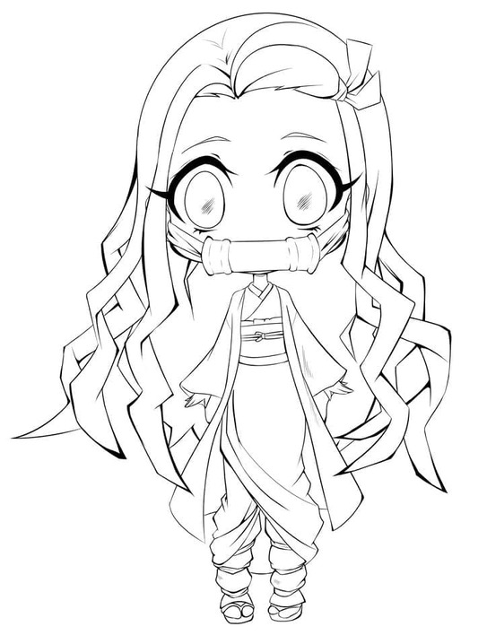 Fise de colorat cu Desenează Nezuko imprimabil gratuit bazic