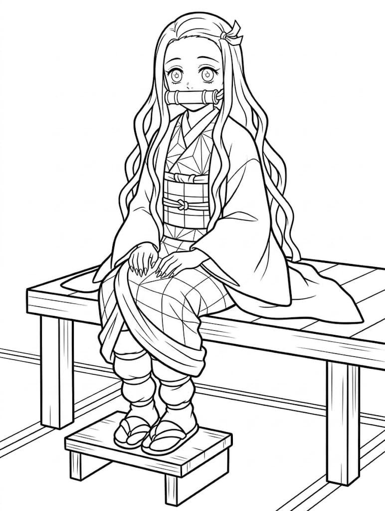 Fise de colorat cu Desenează Nezuko imprimabil gratuit