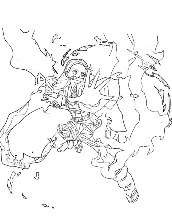 Fise de colorat cu Desenează Nezuko imprimabil pentru copii