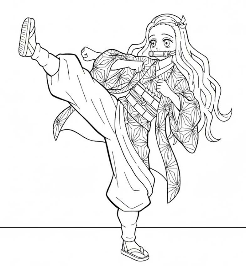 Fise de colorat cu Desenează Nezuko imprimabil