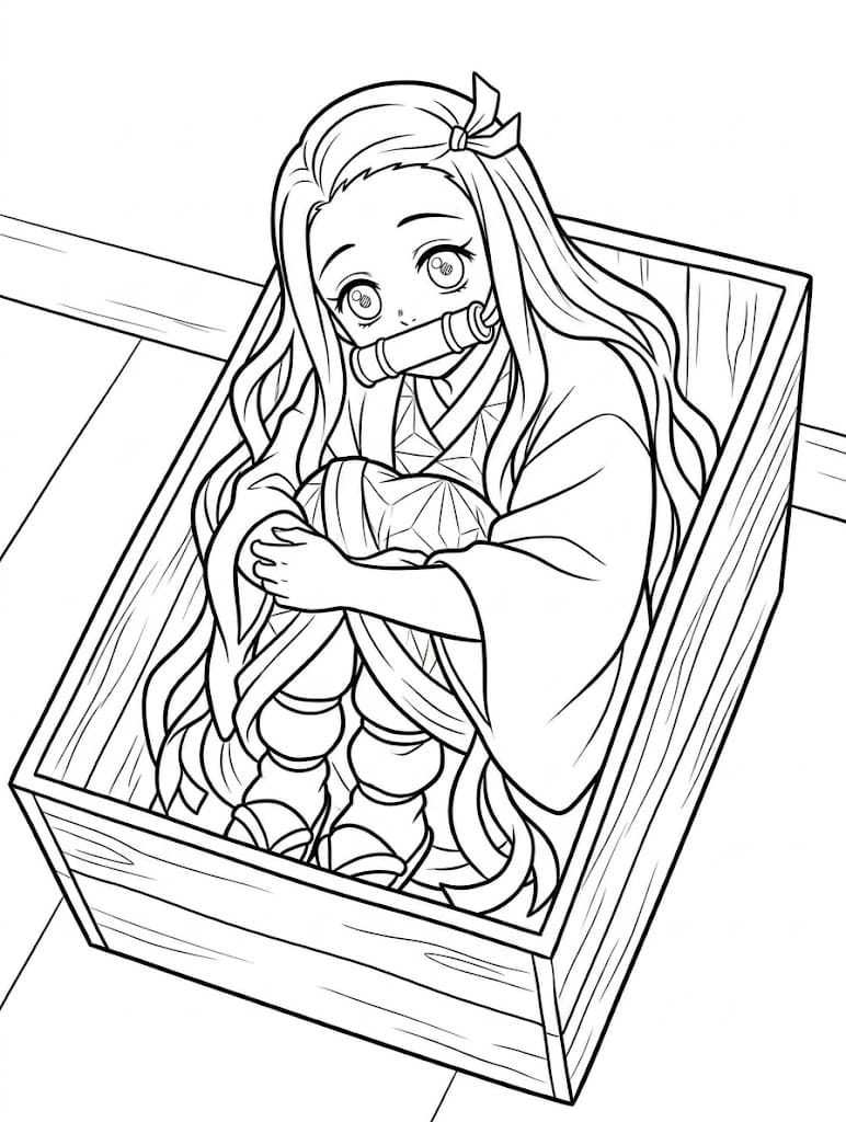 Fise de colorat cu Desenează Nezuko