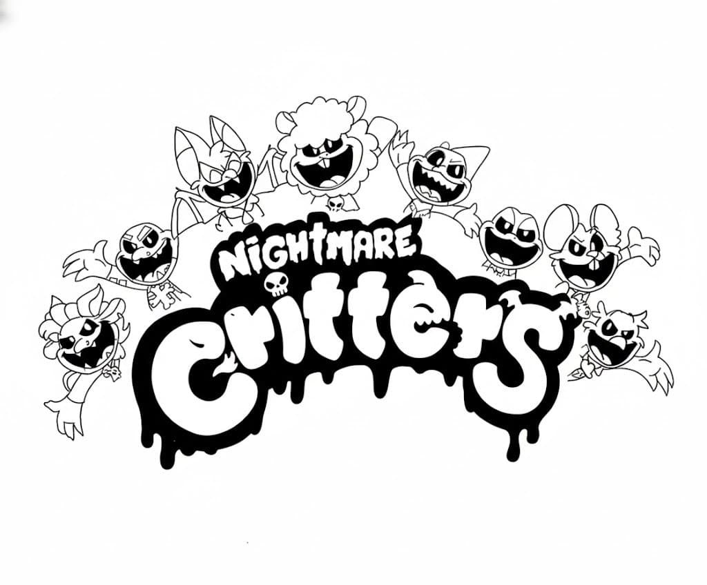Fise de colorat cu Desenează Nightmare Critters bazic la copii