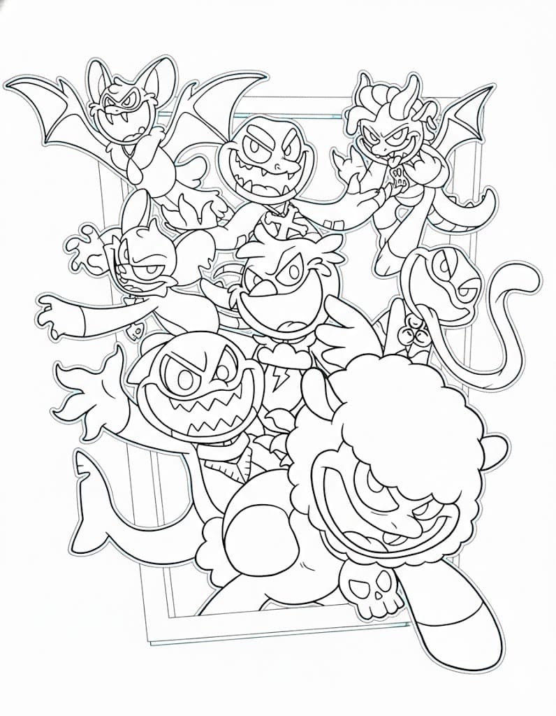 Fise de colorat cu Desenează Nightmare Critters gratuit simplu