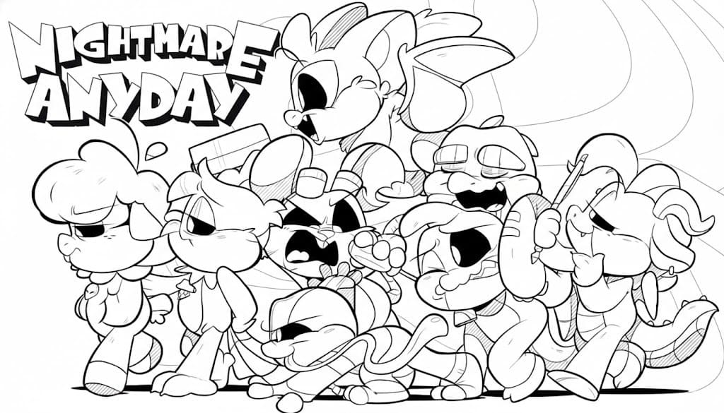 Fise de colorat cu Desenează Nightmare Critters gratuit