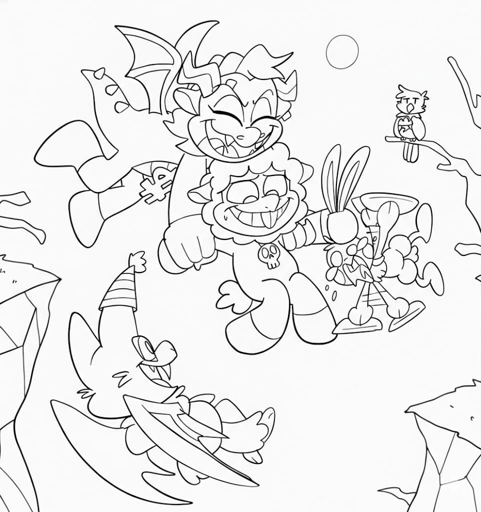 Fise de colorat cu Desenează Nightmare Critters la copii