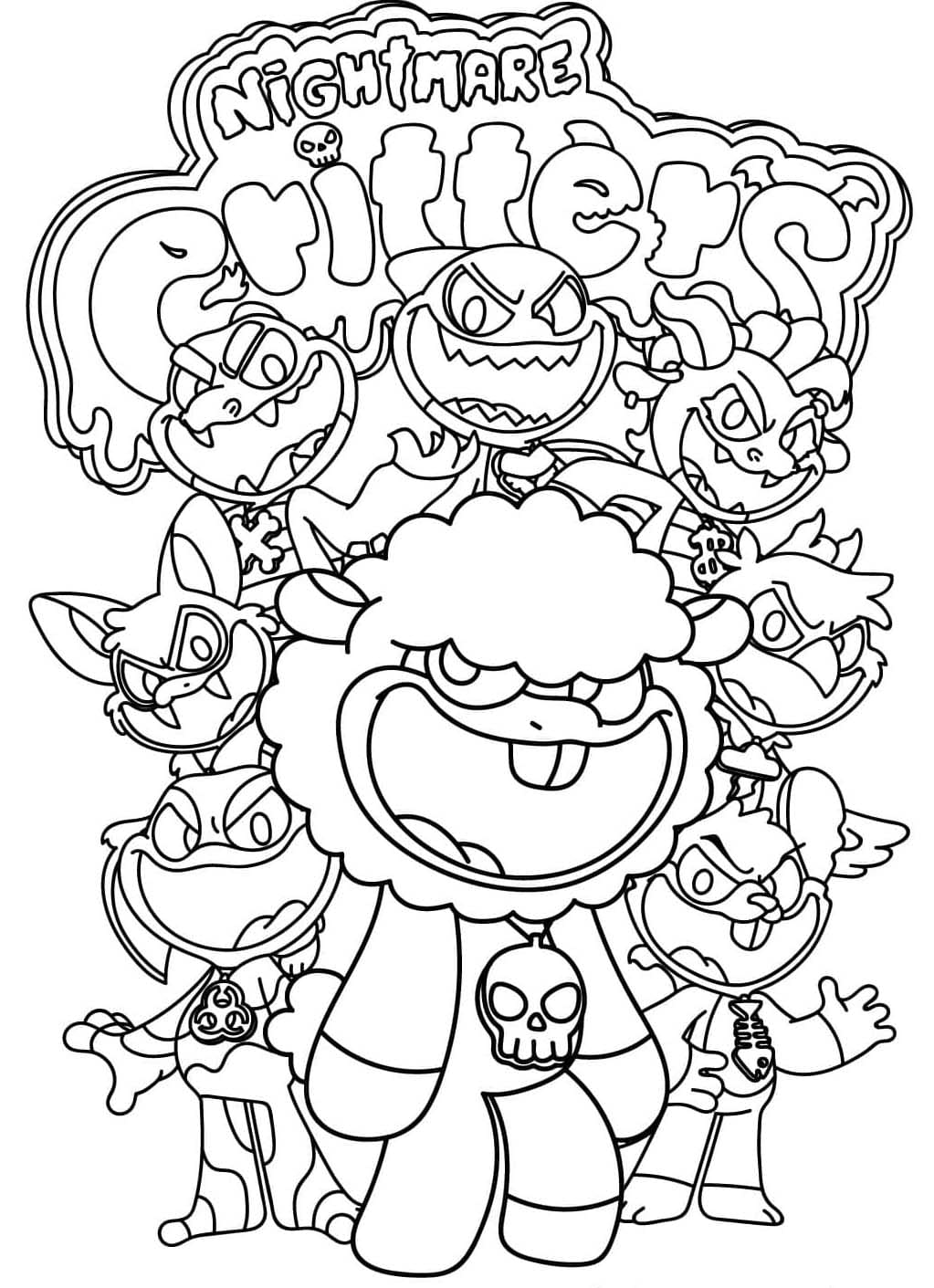 Fise de colorat cu Desenează Nightmare Critters uşor la copii