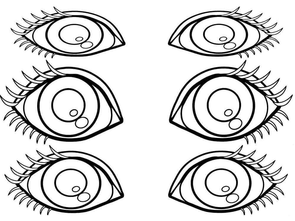 Fise de colorat cu Desenează Ochi gratuit uşor