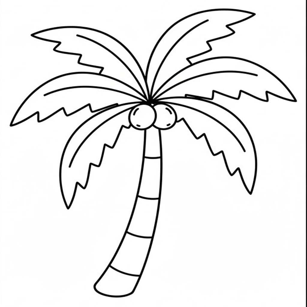 Fise de colorat cu Desenează Palmier gratuit