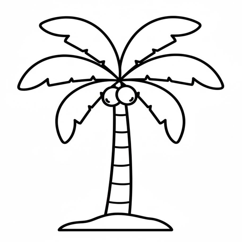 Fise de colorat cu Desenează Palmier imprimabil gratuit simplu