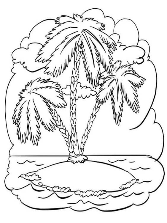 Fise de colorat cu Desenează Palmier imprimabil gratuit uşor