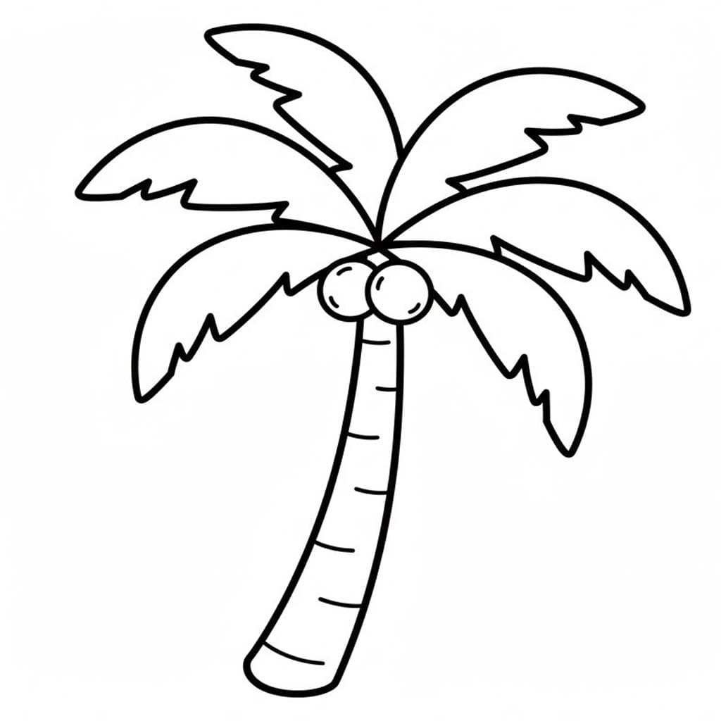 Fise de colorat cu Desenează Palmier imprimabil simplu