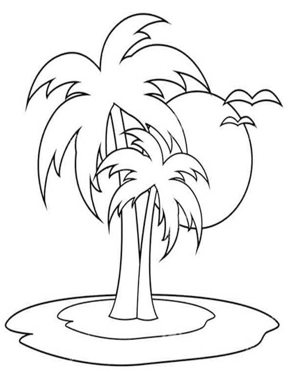 Fise de colorat cu Desenează Palmier imprimabil uşor
