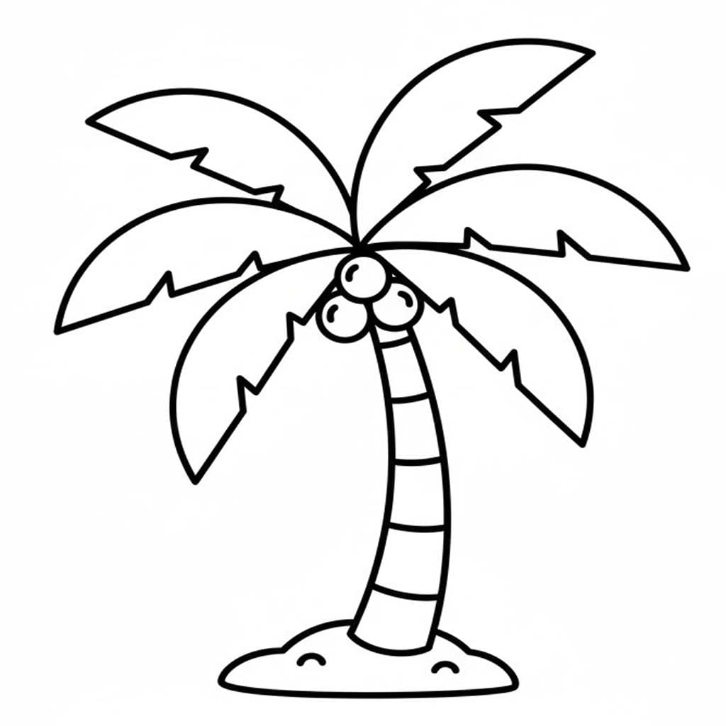 Fise de colorat cu Desenează Palmier la copii