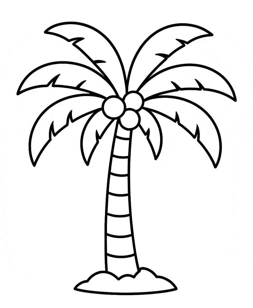 Fise de colorat cu Desenează Palmier simplu la copii