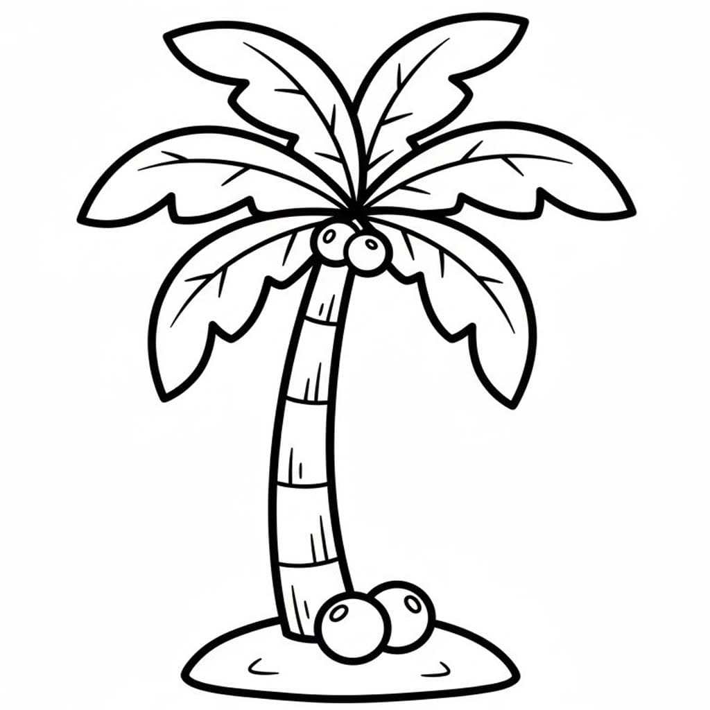 Fise de colorat cu Desenează Palmier simplu