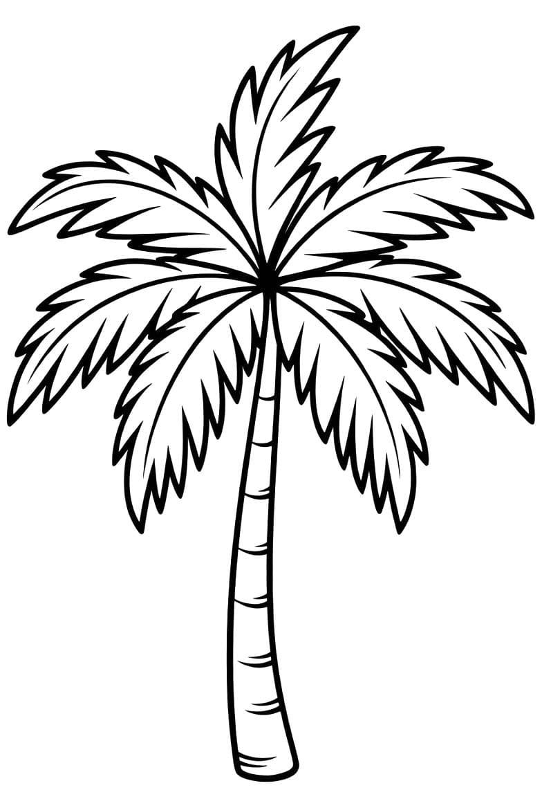 Fise de colorat cu Desenează Palmier uşor la copii