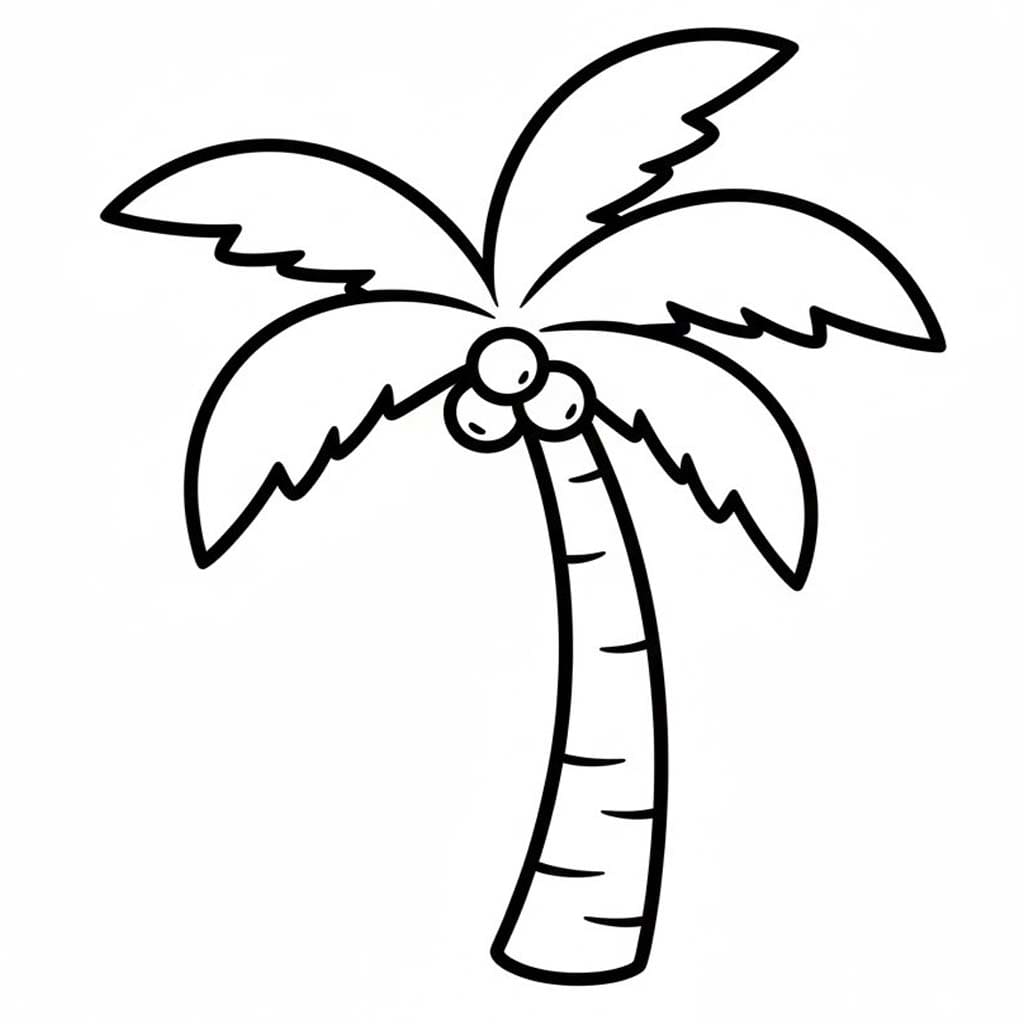 Fise de colorat cu Desenează Palmier uşor