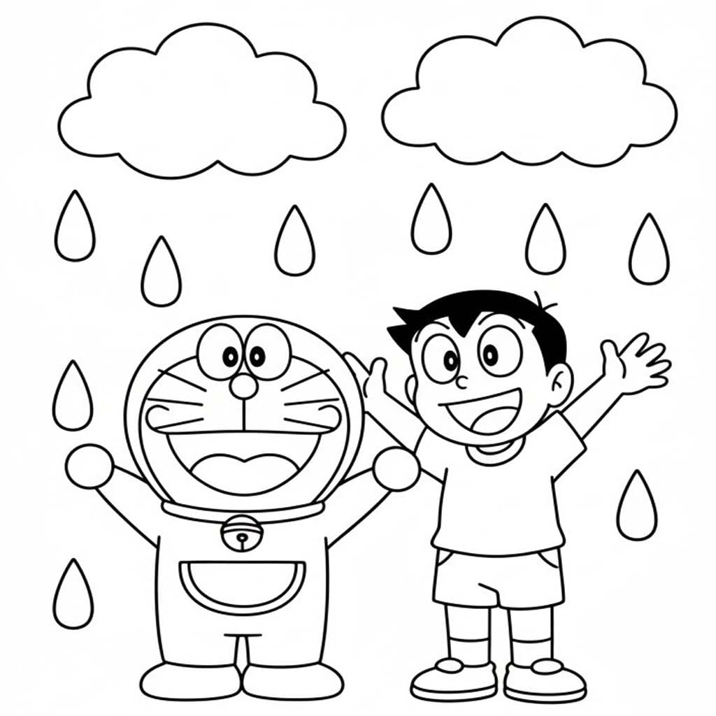 Fise de colorat cu Desenează Ploaie bazic la copii