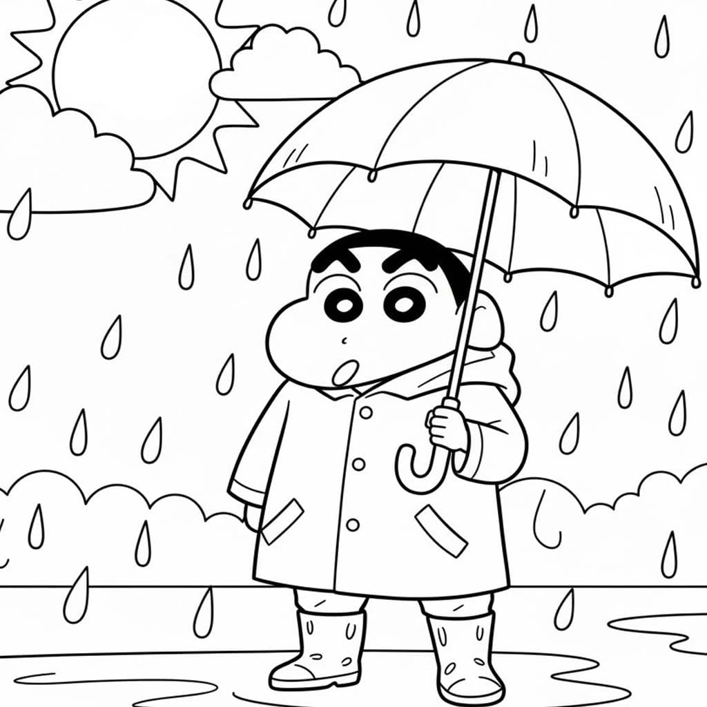 Fise de colorat cu Desenează Ploaie gratuit bazic