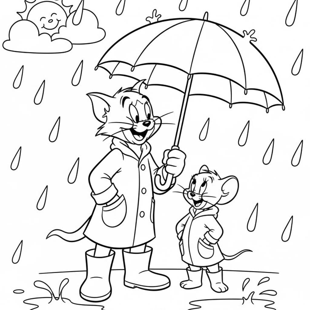 Fise de colorat cu Desenează Ploaie imprimabil gratuit bazic