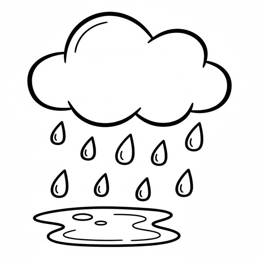 Fise de colorat cu Desenează Ploaie la copii