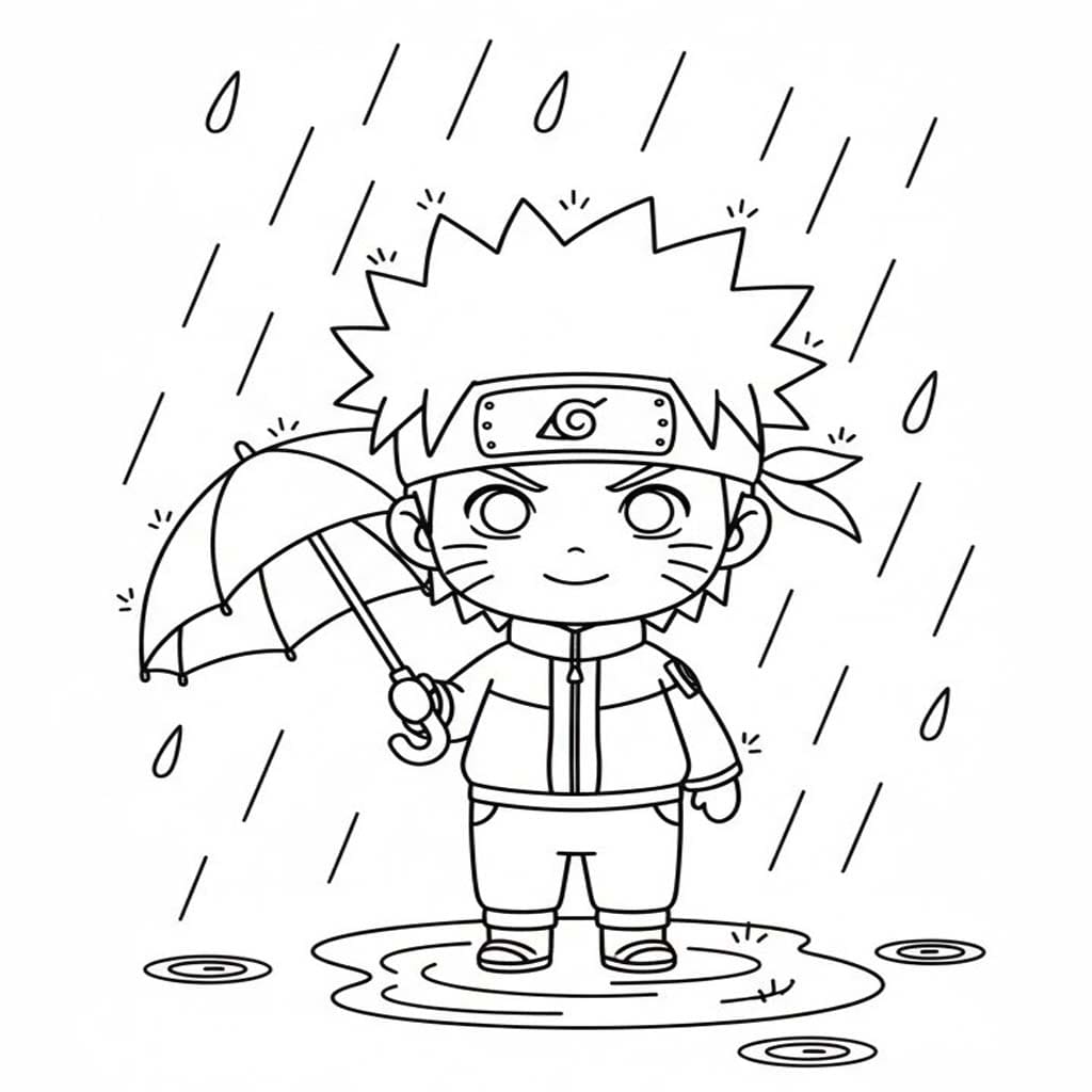 Fise de colorat cu Desenează Ploaie simplu la copii
