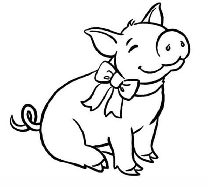 Fise de colorat cu Desenează Porci imprimabil gratuit bazic