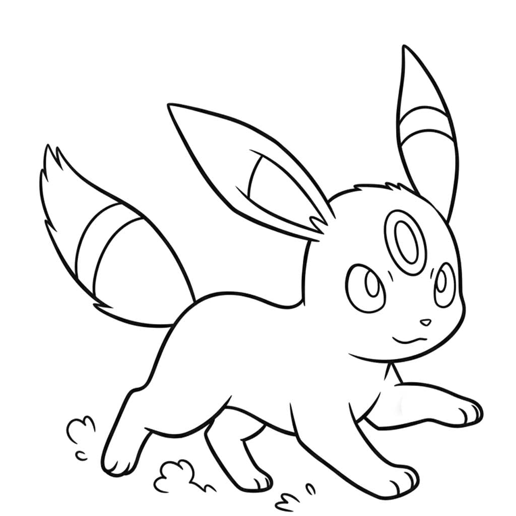 Fise de colorat cu Desenează Umbreon bazic la copii