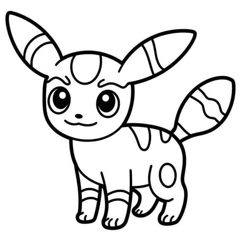 Fise de colorat cu Desenează Umbreon gratuit bazic
