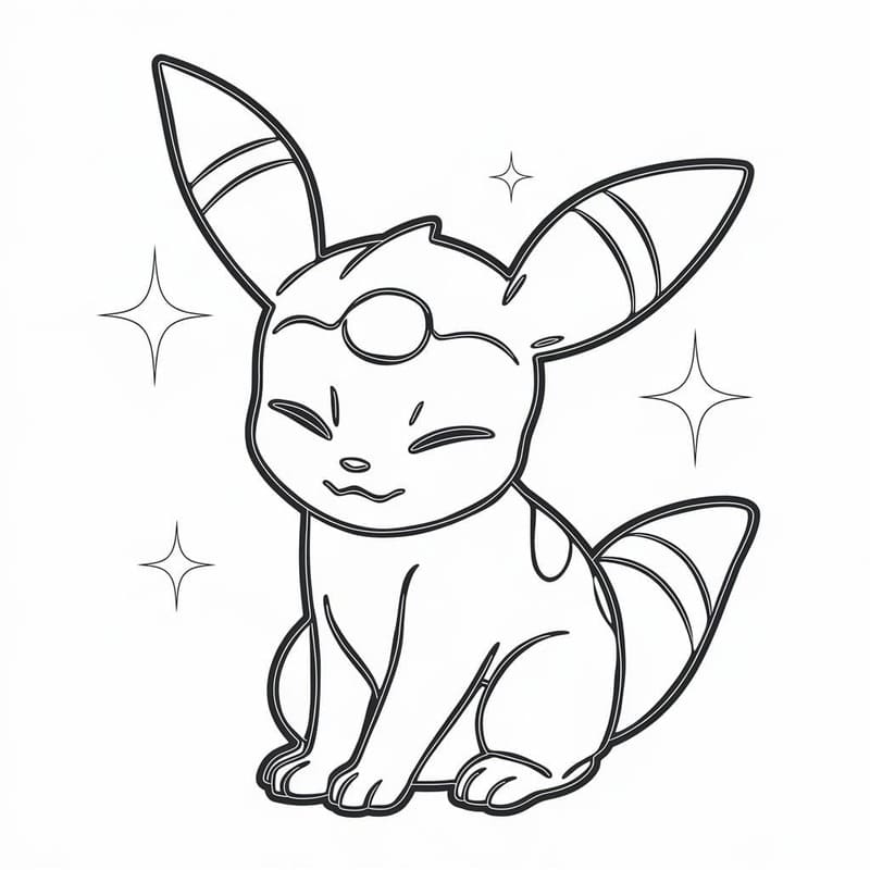 Fise de colorat cu Desenează Umbreon gratuit