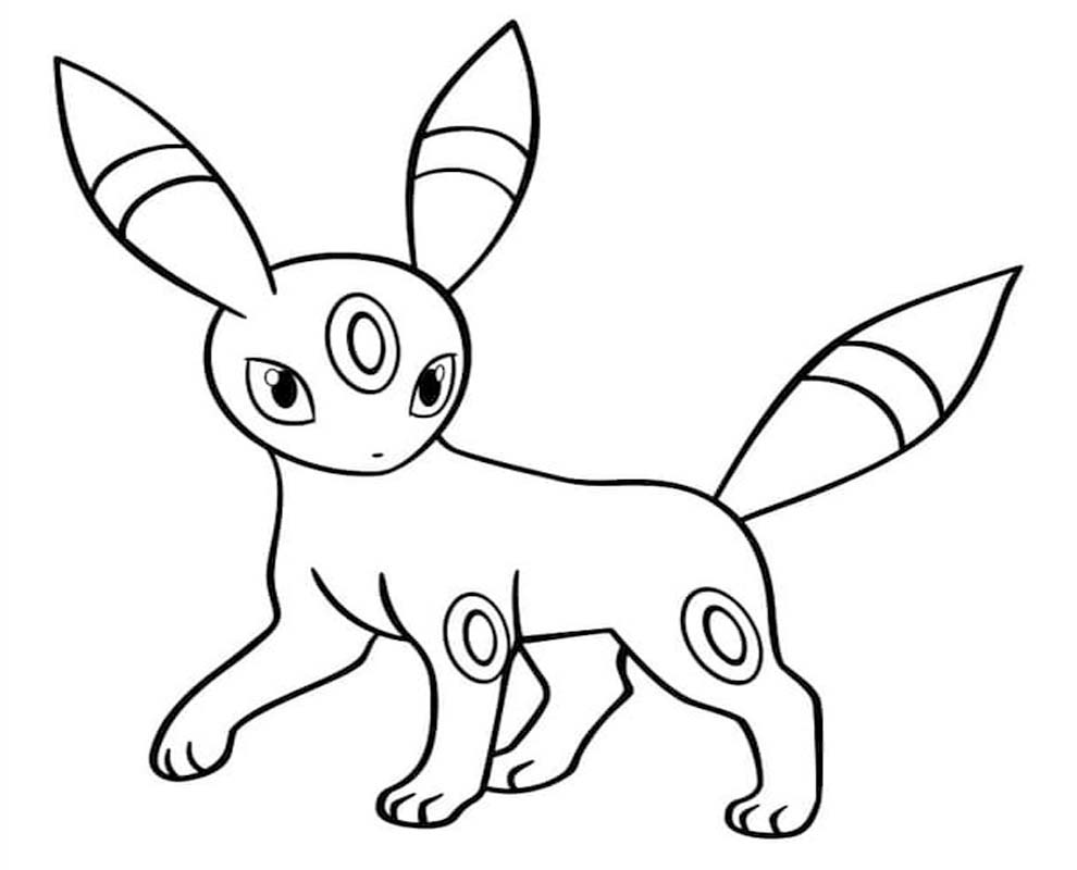 Fise de colorat cu Desenează Umbreon imprimabil bazic