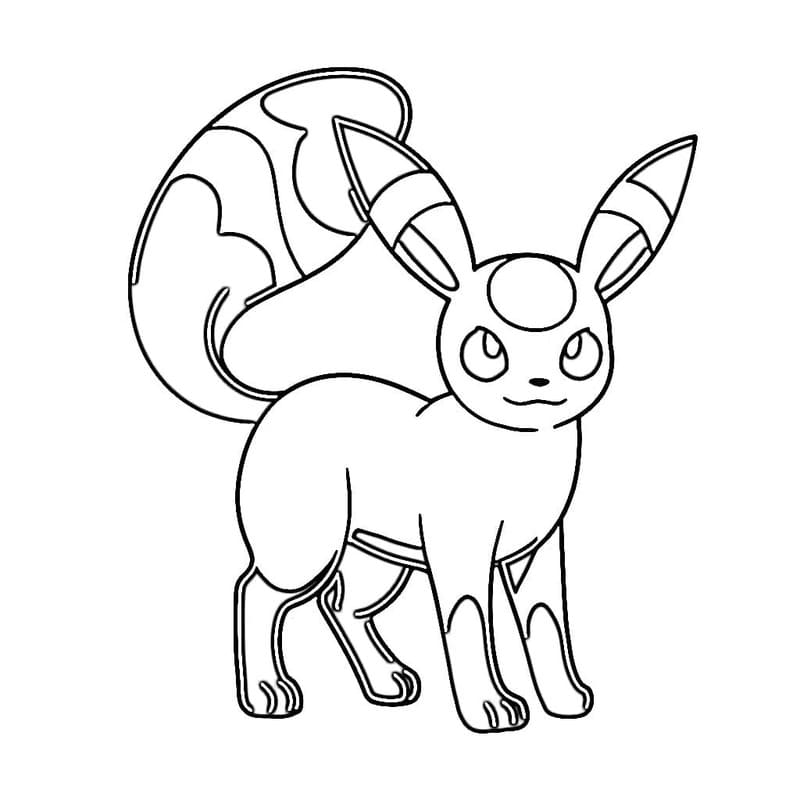 Fise de colorat cu Desenează Umbreon imprimabil gratuit uşor