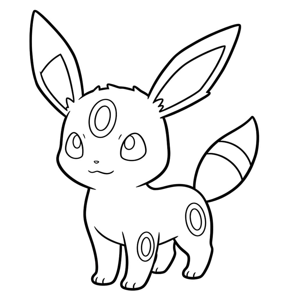 Fise de colorat cu Desenează Umbreon uşor la copii