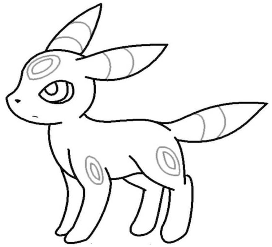 Fise de colorat cu Desenează Umbreon uşor