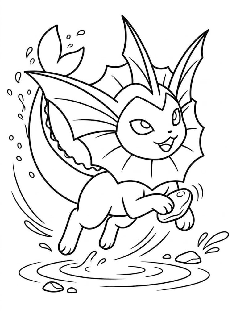 Fise de colorat cu Desenează Vaporeon gratuit simplu