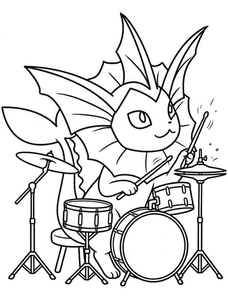 Fise de colorat cu Desenează Vaporeon imprimabil gratuit