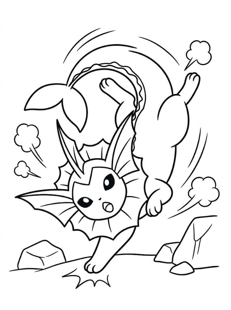 Fise de colorat cu Desenează Vaporeon imprimabil pentru copii