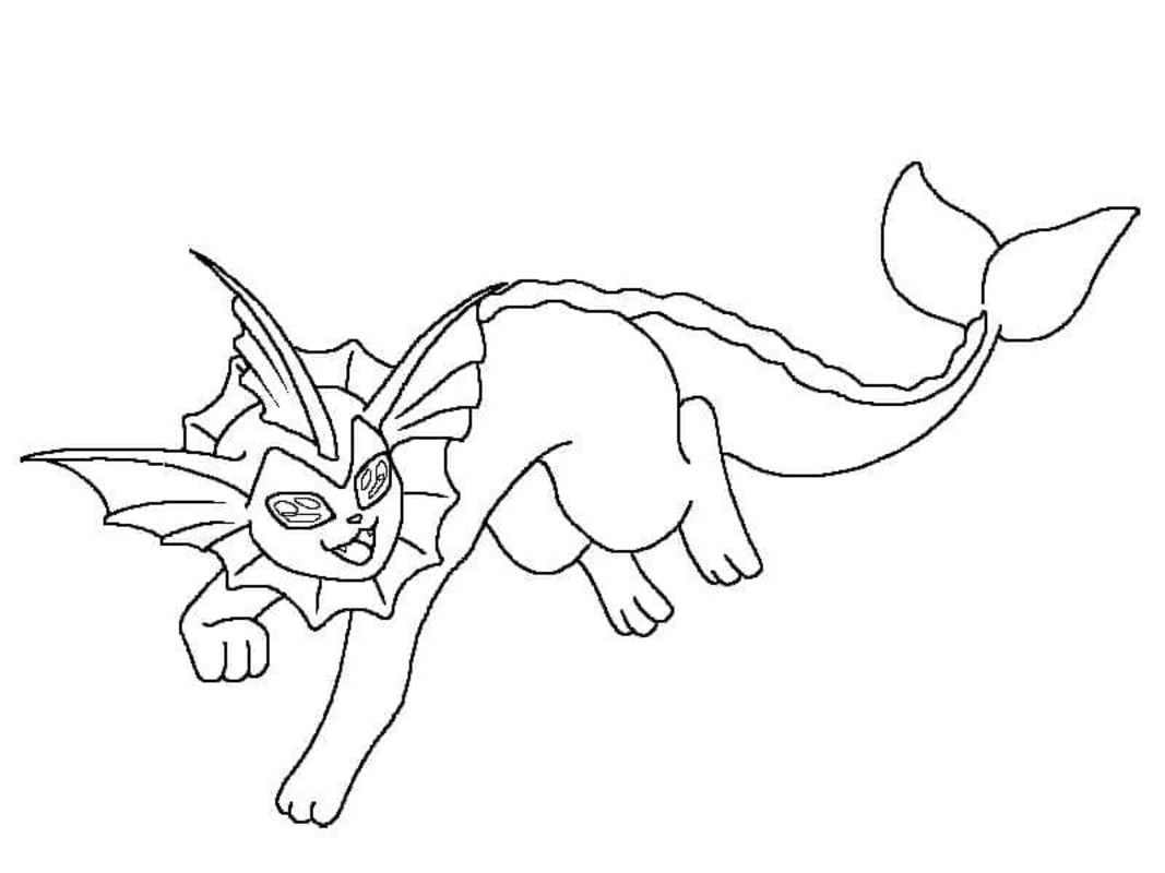 Fise de colorat cu Desenează Vaporeon imprimabil simplu