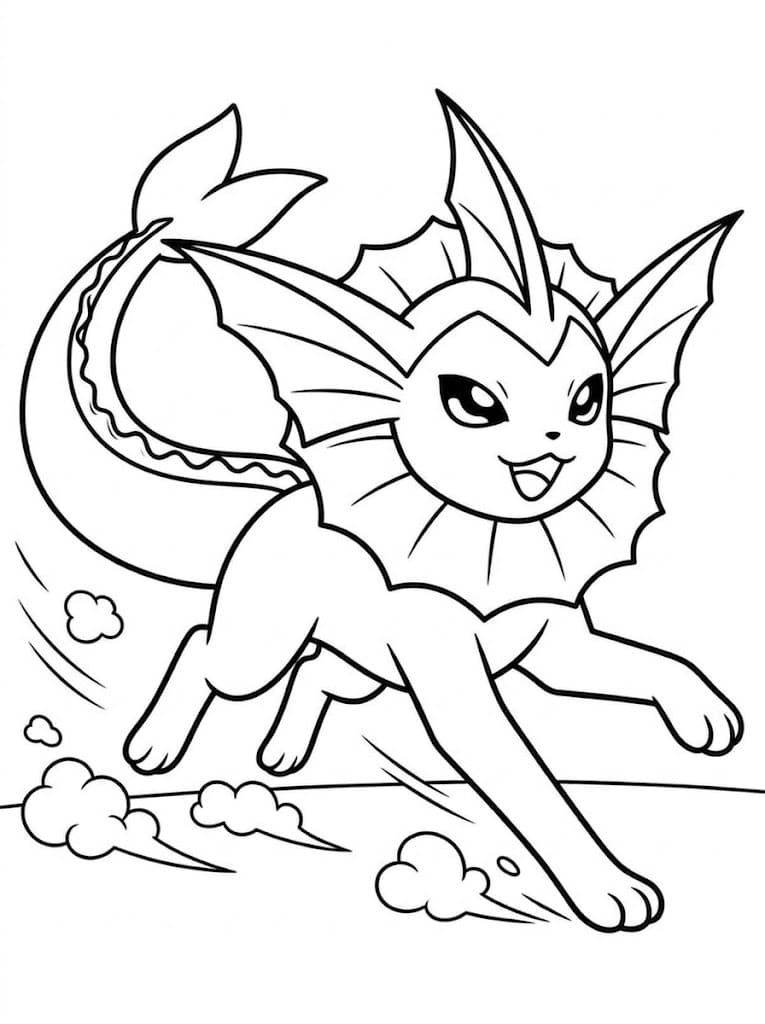 Fise de colorat cu Desenează Vaporeon imprimabil uşor
