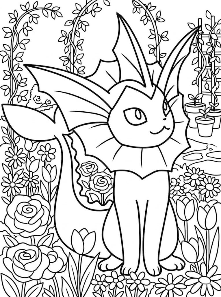 Fise de colorat cu Desenează Vaporeon imprimabil